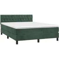 vidaXL Lit boxspring avec matelas vert foncé 140x200 cm velours