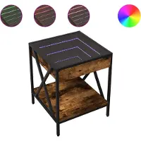 vidaXL Table de chevet avec LED infini chêne fumé 40x40x49 cm