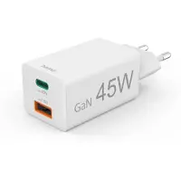 Teknikproffset Chargeur 1x USB-C 1x USB-A GaN 45W Blanc
