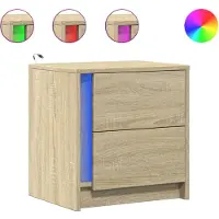 vidaXL Armoires de chevet et lumières LED 2 pcs chêne sonoma