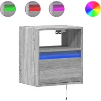 vidaXL Tables de chevet murales avec lumières LED 2 pcs sonoma gris