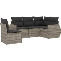vidaXL Ensemble de salon de jardin 5 pièces avec coussins gris clair Poly rotin