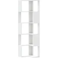 vidaXL Bibliothèque d'angle à 5 niveaux blanc bois d'ingénierie