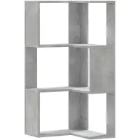 vidaXL Bibliothèque d'angle à 3 niveaux gris béton bois d'ingénierie