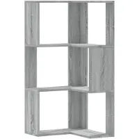 vidaXL Bibliothèque d'angle à 3 niveaux sonoma gris bois d'ingénierie