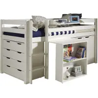 XL mobler Lit mi-hauteur Charlotte avec bureau, commode et chiffonnier - blanc