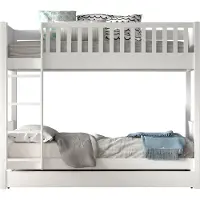 Vipack SCOTT Lit superposé avec 2 surfaces de couchage 90 x 200 cm, incl. sommier à lattes, échelle et grand tiroir de lit, finition en pin laqué blanc