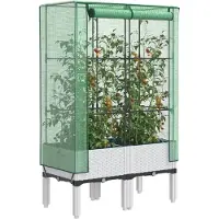 vidaXL Lit surélevé avec serre aspect rotin 80x40x140 cm