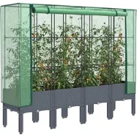 vidaXL Lit surélevé avec serre aspect rotin 160x40x140 cm