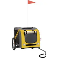 vidaXL Remorque pour vélo Chiens Jaune et gris Tissu Oxford et fer