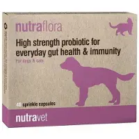 Nutravet Nutraflora 12 gélules probiotiques favorisant la santé intestinale et l'immunité des chiens et des chats