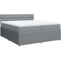 vidaXL Lit boxspring avec matelas gris clair 200x200 cm Tissu