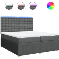 vidaXL Lit boxspring avec matelas gris foncé 200x200 cm Tissu