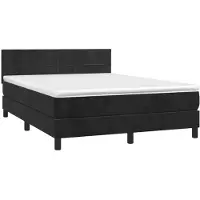 vidaXL Lit boxspring avec matelas noir 140x190 cm velours