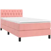 vidaXL Lit boxspring avec matelas rose 90x190 cm velours