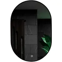 Mirlux Miroir de salle de bain LED - 90 x 60 cm avec cadre noir - Forme ovale - 3 modes d'éclairage réglables - Fonction anti-buée - Étanchéité IP44 -tactile