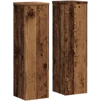 vidaXL Support pour plantes 2 pcs. Aspect vieux bois 17x17x60 cm Matériau dérivé du bois