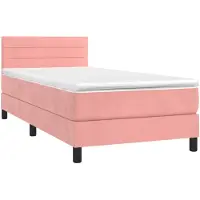 vidaXL Lit boxspring avec matelas & LED rose 90x190 cm velours