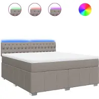 vidaXL Lit boxspring avec matelas Taupe 180x200 cm Tissu