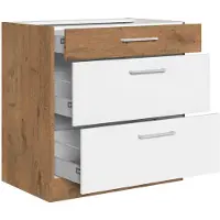 Mirjan 24 Meuble de cuisine à tiroirs inférieurs 80 cm ZHILAN - chêne lancelot / blanc brillant