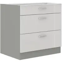 Mirjan 24 Meuble de cuisine à tiroirs inférieurs 80 cm GENJI - gris / blanc brillant