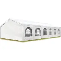 TOOLPORT Tente de réception 6x12 m, toile de haute qualité env. 350 N PE blanc construction en acier galvanisé avec raccordement par vissage