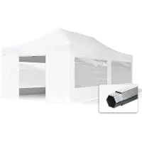 TOOLPORT 4x8 m Tonnelle pliante Alu, PES 800, côtés panoramiques, blanc