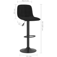 vidaXL Tabouret de bar noir velours