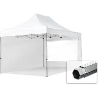 TOOLPORT 3x4,5 m Tonnelle pliante Alu, PES 800, côtés panoramiques, blanc
