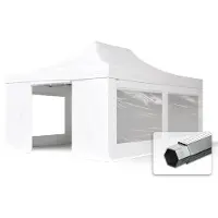 TOOLPORT 4x6 m Tonnelle pliante Alu, PES 800, côtés panoramiques, blanc