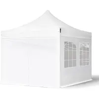 TOOLPORT 3x3 m Tonnelle pliante Acier, PES 700, côtés avec fenÃªtres, blanc