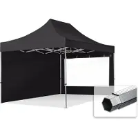 TOOLPORT 3x4,5 m Tonnelle pliante Alu, PES 800, côtés panoramiques, noir