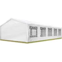 TOOLPORT Tente de réception 5x10 m pavillon Blanc bâche PE 350 N imperméable Tente de Jardin
