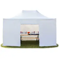 TOOLPORT 3x4,5 m Tonnelle pliante Alu, PVC 850, côtés sans fenÃªtre, blanc