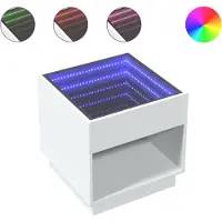 vidaXL Table de chevet avec LED infini blanc 50x50x50 cm