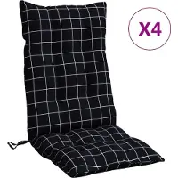 vidaXL Coussins de chaise à dossier haut lot de 4 motif carreaux noir