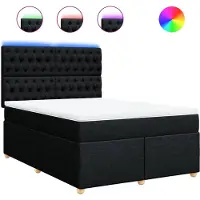 vidaXL Lit boxspring avec matelas noir 140x190 cm Tissu