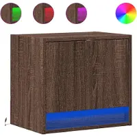 vidaXL Tables de chevet murales avec lumières LED 2 pcs chêne marron