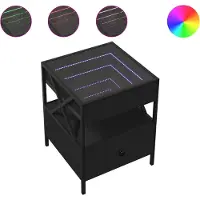 vidaXL Table de chevet avec LED infini noir 40x40x51 cm