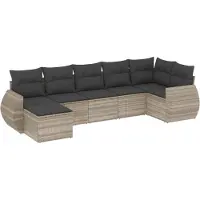 vidaXL Salon de jardin avec coussins 7 pcs gris clair résine tressée