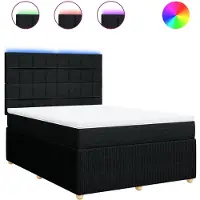 vidaXL Lit boxspring avec matelas noir 140x190 cm Tissu