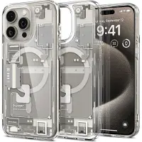 Spigen Ultra Hybrid Zero One (MagFit) (Apple iPhone 15 Pro Max), Coque pour téléphone portable, Gris, Transparent
