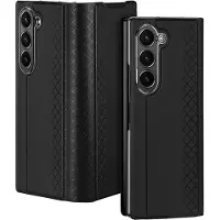 DUX Brill étui en cuir pour Samsung Galaxy Z Fold 6 avec rabat et fente pour cartes - noir