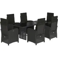 vidaXL Ensemble de jardin 7 pièces avec coussins Noir Poly Rattan