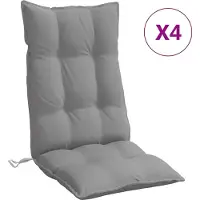 vidaXL Coussins de chaise à dossier haut lot de 4 gris tissu oxford