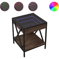 vidaXL Table de chevet avec LED infini chêne marron 40x40x49 cm