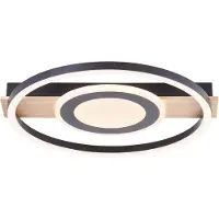 Brilliant Plafonnier Maureen Ø 37cm noir avec bois
