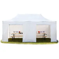TOOLPORT 3x6 m Tonnelle pliante Alu, PES 800, côtés sans fenêtre, blanc