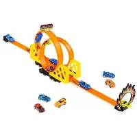 MOLTO - Circuit de voitures Ultimate, double looping et une voiture - Loopings à 360 degrés - Parking jouet - À partir de 3 ans M