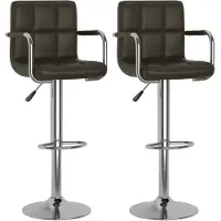The Living Store Tabouret de bar 2 pcs. Simili cuir marron